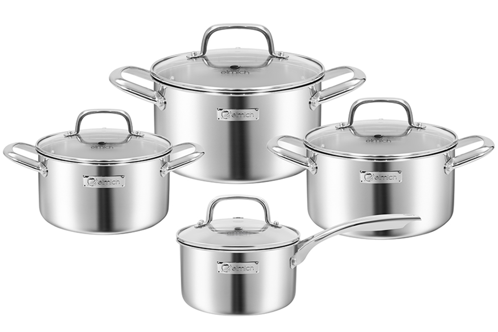 Bộ nồi inox liền khối Elmich EL2485IN01 Size 18,20,24, quánh 16cm
