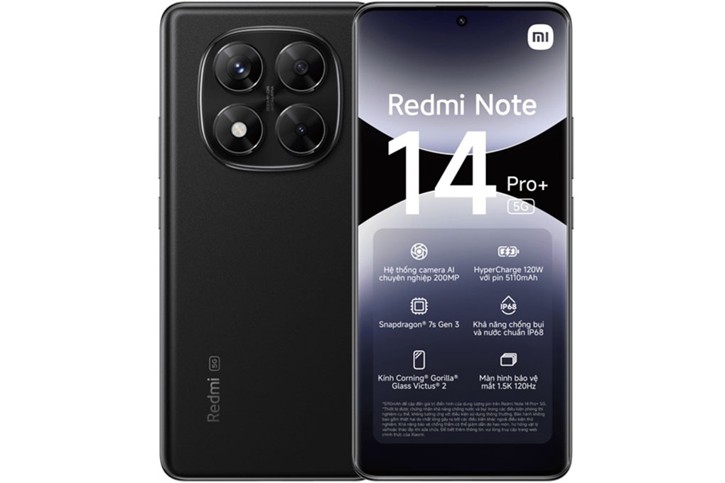Điện thoại Xiaomi Redmi Note 14 Pro+ 5G 8GB/256GB Đen - Hàng chính hãng