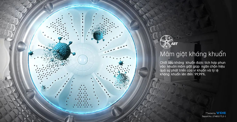 Máy giặt Aqua Inverter 13 kg AQW-DR130UGT.PS - Mâm giặt kháng khuẩn ABT