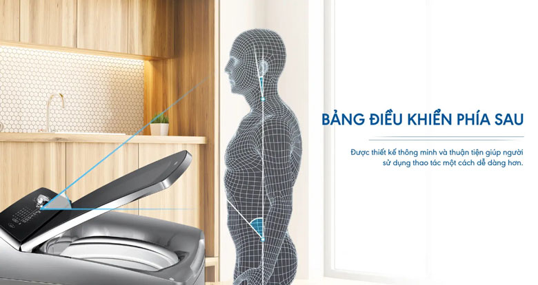 Máy giặt Aqua Inverter 13 kg AQW-DR130UGT.PS - Bảng điều khiển phía sau thuận tiện