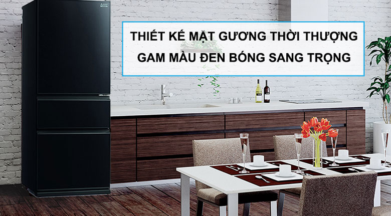 Tủ lạnh 3 cánh có ngăn đông mềm Mitsubishi Inverter 450 lít MR-CGX56EP-GBK-V