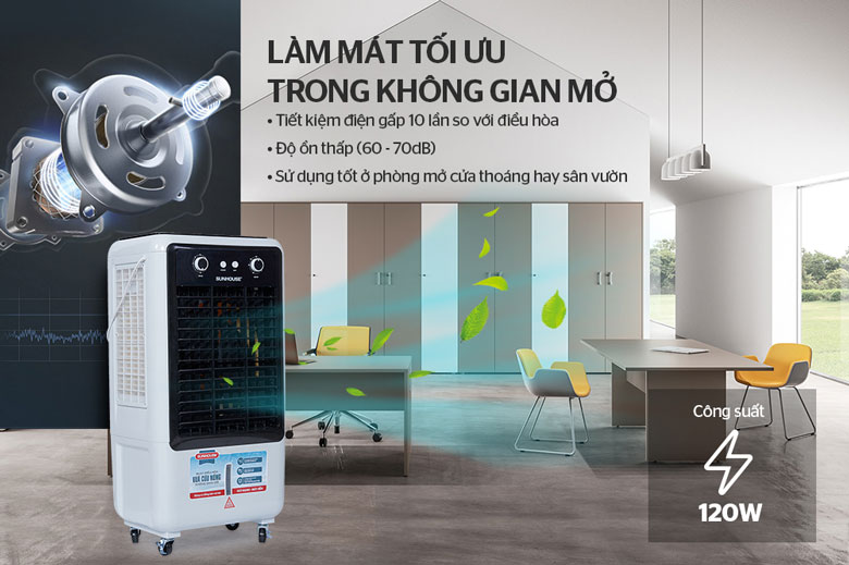 Quạt điều hòa Sunhouse SHD7750 - Hoạt động êm ái, độ ồn thấp