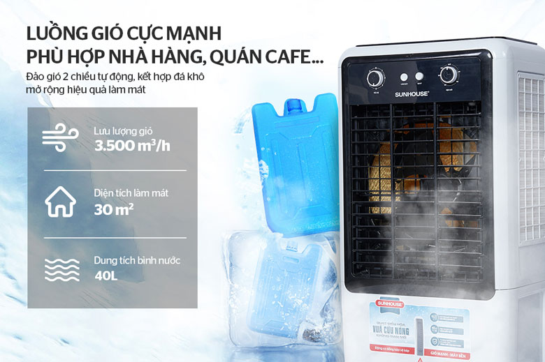 Quạt điều hòa Sunhouse SHD7750 - Bình chứa dung tích lớn 40L