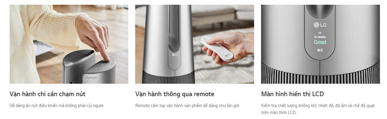 LG PuriCare AeroTower FS15GPSF0 Màu bạc - Nhiều tiện ích