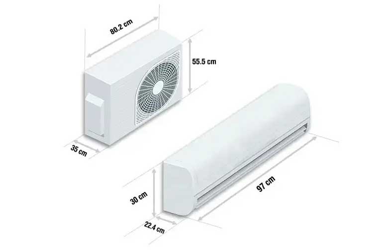 Điều hòa 1 chiều Gree AMORE18 18000BTU - Kích thước thực tế