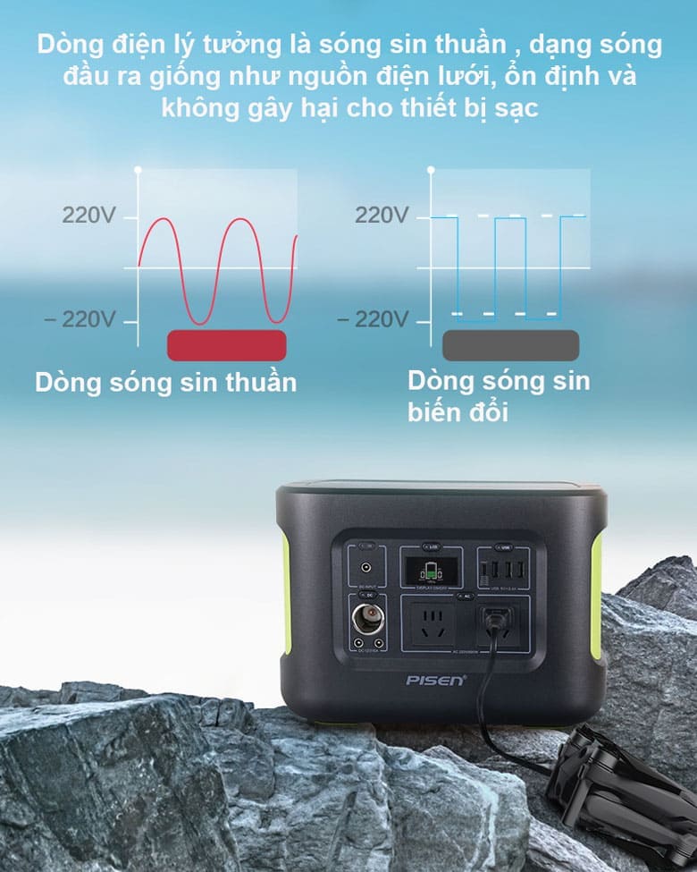 Trạm sạc di động Pisen PS-CL025C54CN - Ổn định và bảo vệ thiết bị tốt hơn với sóng sin thuần