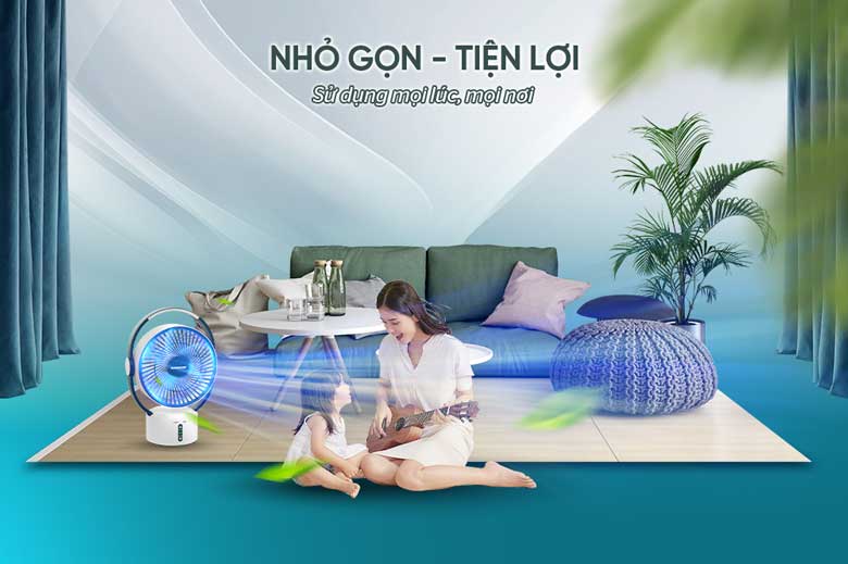 Quạt sạc Sunhouse SHD7116 - Nhỏ gọn, tiện lợi