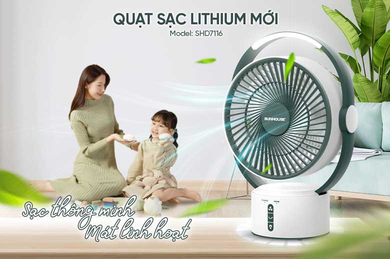 Quạt sạc Sunhouse SHD7116