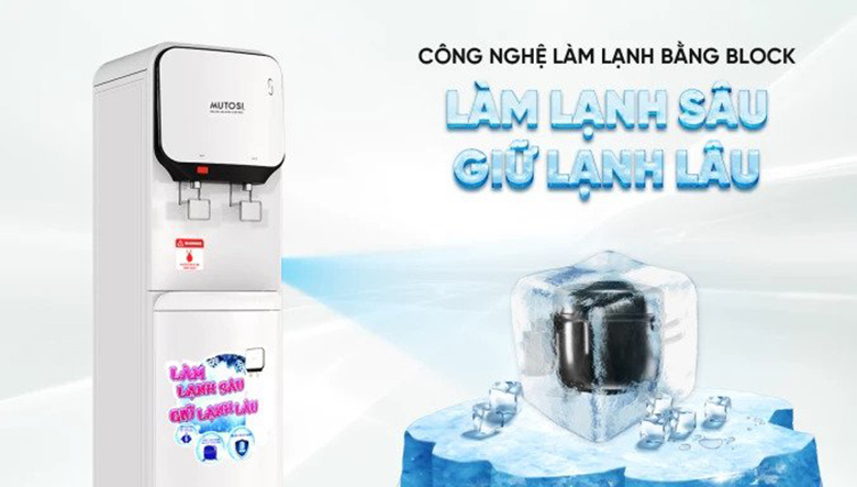 Cây nước nóng lạnh Mutosi MD-200 làm lạnh bằng block giúp làm lạnh sâu