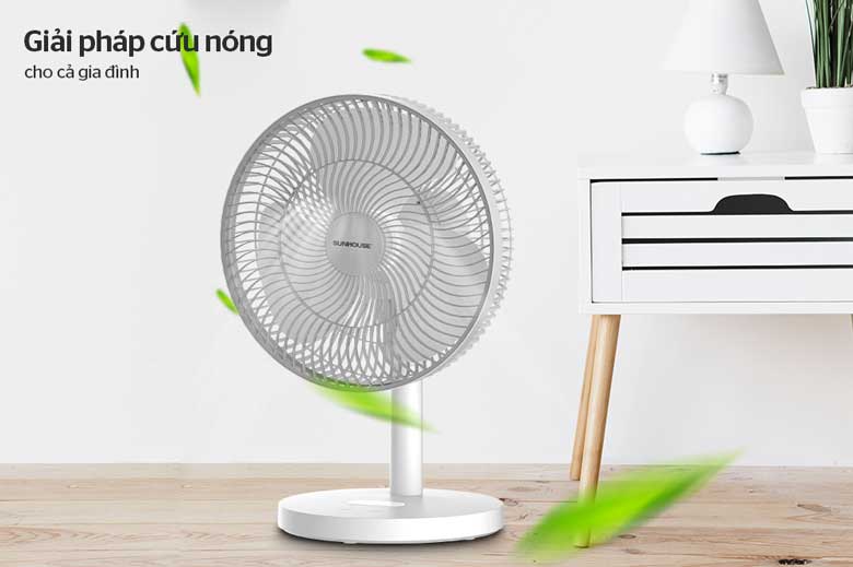 Quạt sạc Sunhouse SHD7115 - Kiểu dáng hiện đại, nhỏ gọn