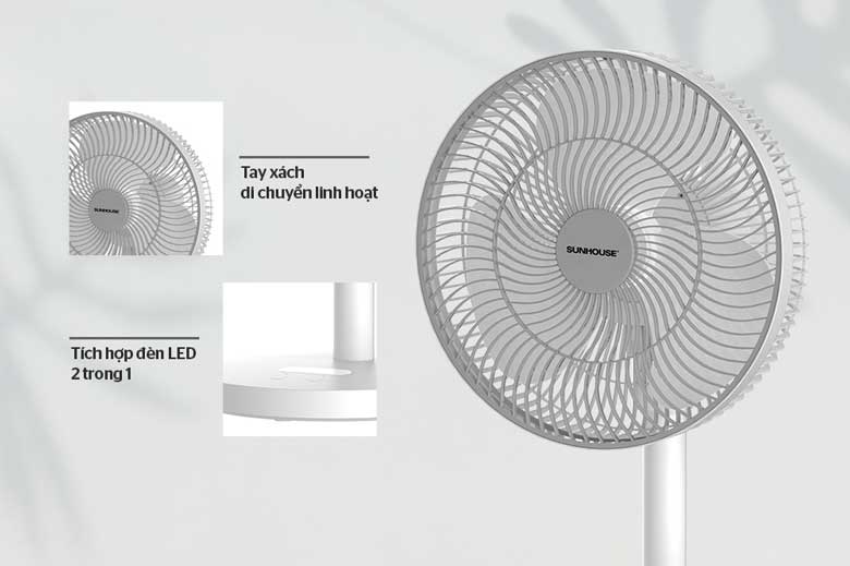 Quạt sạc Sunhouse SHD7115 - Chất liệu cao cấp, bền bỉ