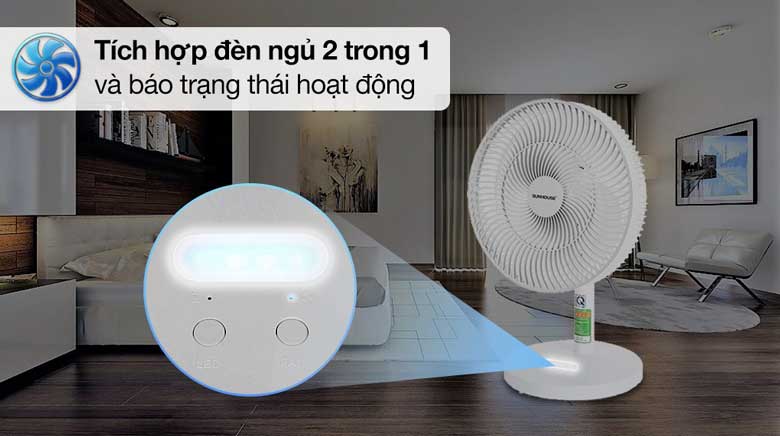 Quạt sạc Sunhouse SHD7115 - Tích hợp đèn LED tiện dụng