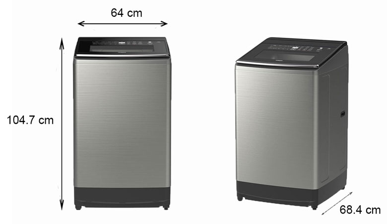 Máy giặt Hitachi SF-170ZCV 17kg - Kích thước thực tế