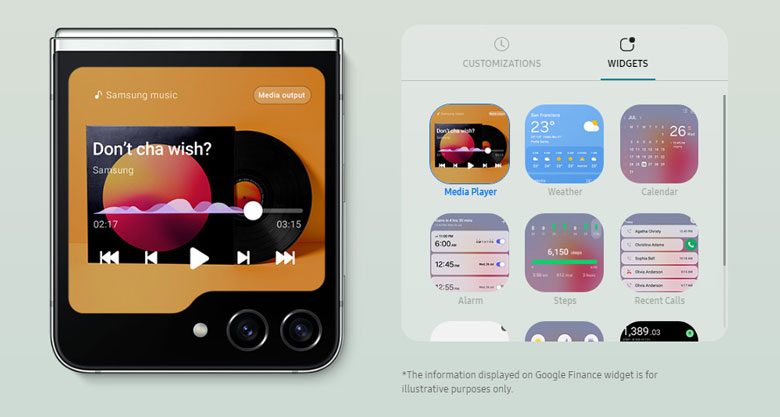Samsung Galaxy Z Flip5 8GB/256GB Lavender - Cài đặt widget+