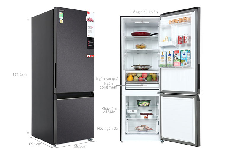 Tủ lạnh Toshiba dưới 10 triệu - Toshiba Inverter 325 lít GR-RB410WE-PMV(SG)