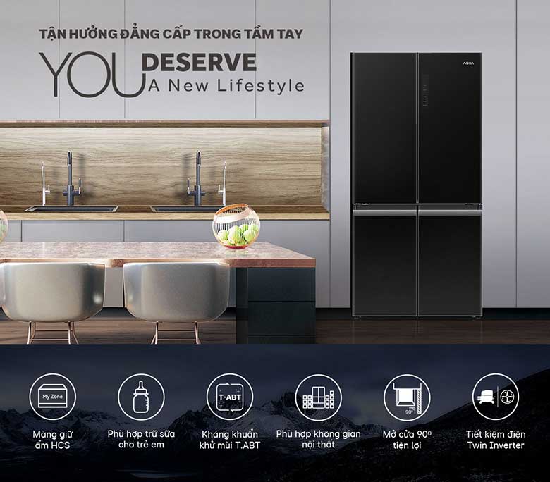 Tủ lạnh 20 triệu - Aqua Inverter 549 lít AQR-IG636FM(GB)