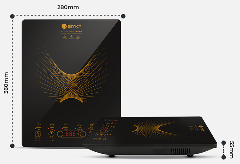 Bếp điện từ Elmich ICE-3878: Kích thước