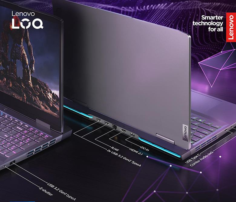 Laptop Lenovo LOQ 15IRH8 82XV000PVN thiết kế đơn giản nhưng mạnh mẽ