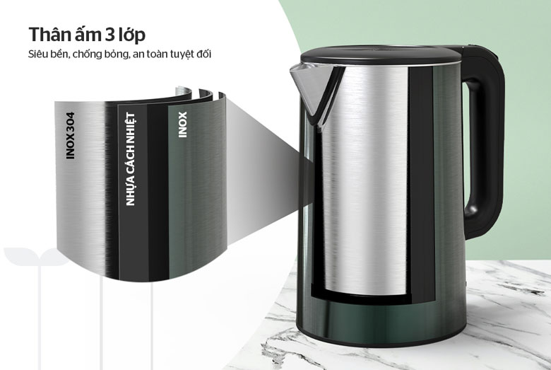 Ấm siêu tốc Sunhouse Mama SHD1389 1.8 lít - Cấu tạo 3 lớp dày dặn