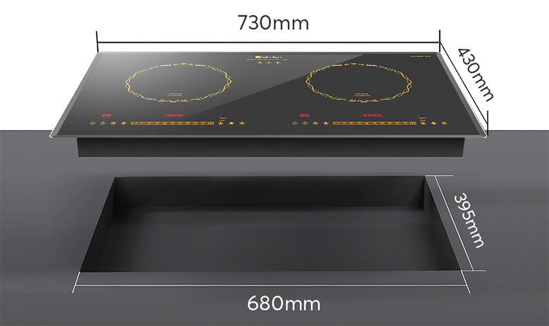 Kích thước lắp đặt bếp từ đôi Elmich ICE-3882