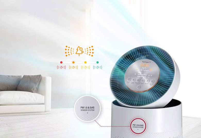 Máy lọc không khí LG PuriCare 2 tầng AS10GDWH0.ABAE - Đèn báo chất lượng không khí