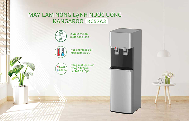 Cây nước nóng lạnh Kangaroo KG57A3 thiết kế sang trọng