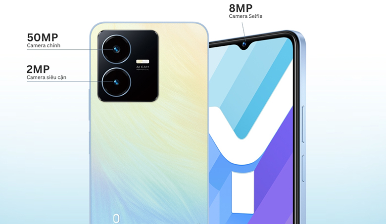 Cụm camera ấn tượng - Điện thoại ViVo Y22s 8GB/128GB Xanh đen V2206