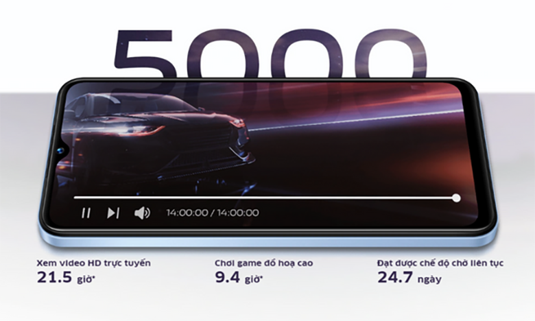 Pin dung lượng lớn - Điện thoại ViVo Y22s 8GB/128GB Xanh đen V2206