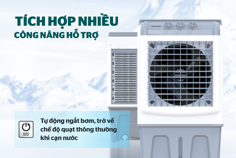 Quạt điều hòa Sunhouse SHD7744 với chế độ tự ngắt khi nước trong bình cạn