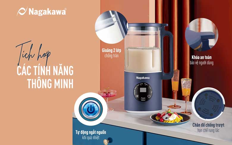 Máy làm sữa hạt Nagakawa NAG0825 - Tích hợp nhiều tính năng thông minh