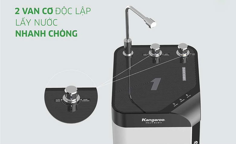 Máy lọc nước Kangaroo Hydrogen Waterfall KG10A10S - Thiết kế 2 van lấy nước