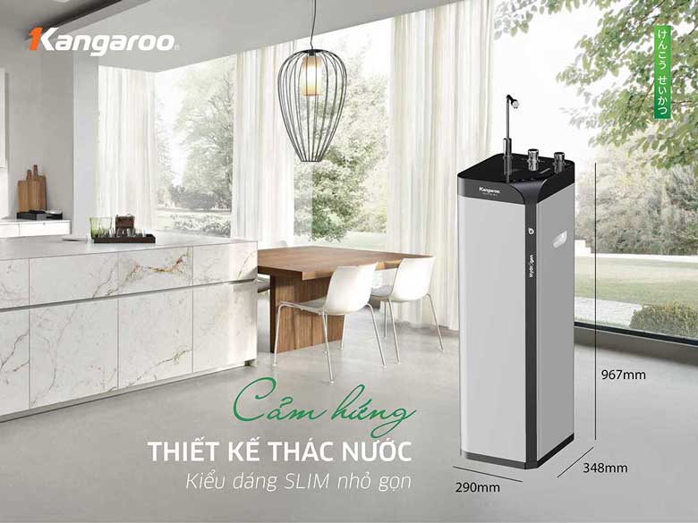 Máy lọc nước nóng lạnh Kangaroo Hydrogen Waterfall KG10A10S - Thiết kế SLIM hiện đại, nhỏ gọn