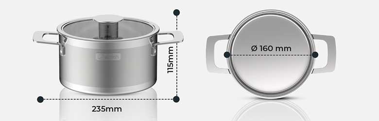 Bộ 3 nồi Inox liền khối Elmich Hera EL-8266 - Kích thước nồi nhỏ