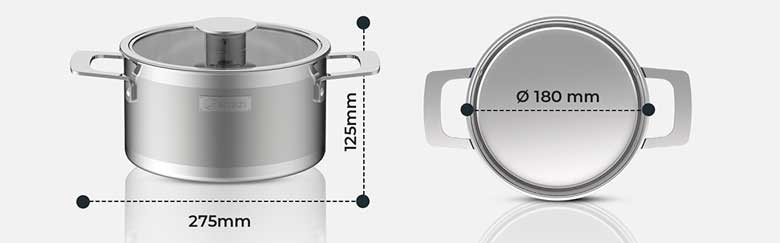 Bộ 3 nồi Inox liền khối Elmich Hera EL-8266 - Kích thước nồi cỡ trung