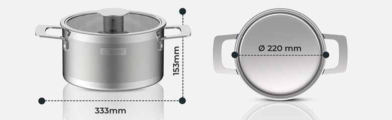 Bộ 3 nồi Inox liền khối Elmich Hera EL-8266 - Kích thước nồi lớn