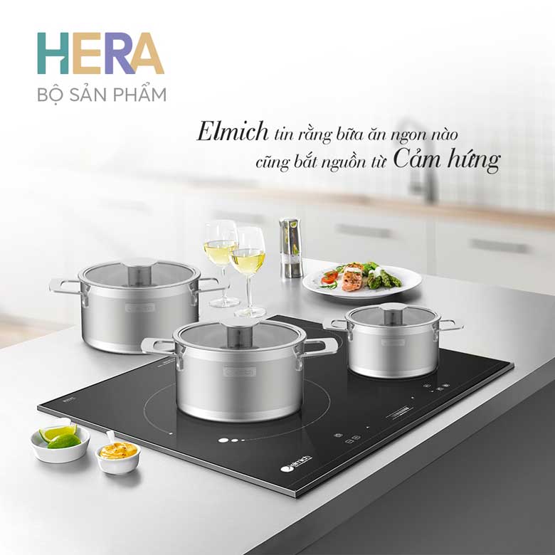Bộ 3 nồi Inox liền khối Elmich Hera EL-8266