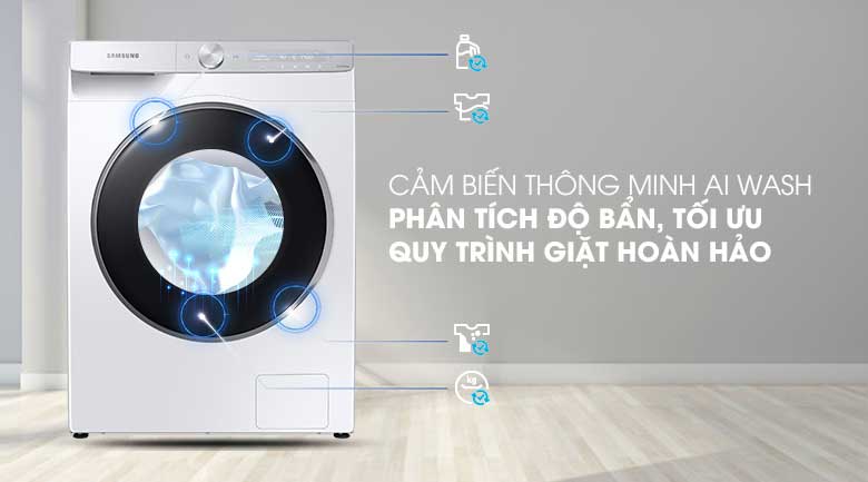 Máy giặt Samsung AI Wash Inverter 9 kg WW90TP44DSH/SV lồng ngang