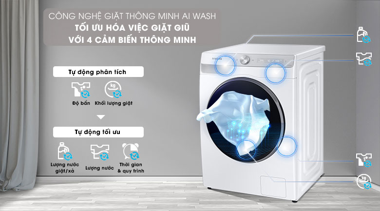 Máy giặt Samsung AI Wash Inverter 10kg WW10TP44DSH/SV lồng ngang