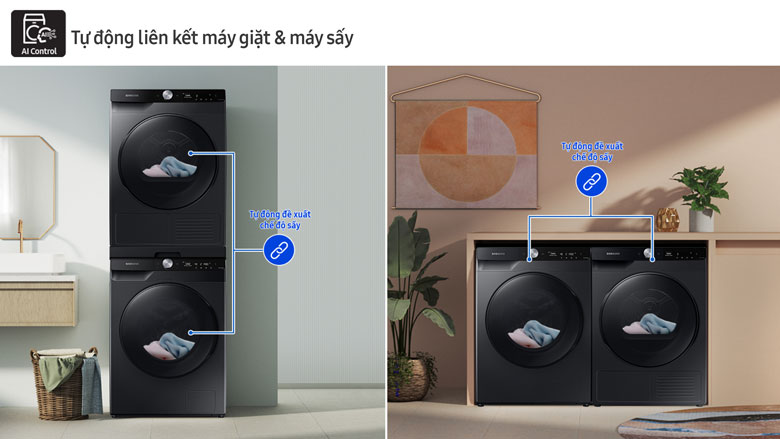 Máy giặt sấy Samsung AI Wash Inverter 14kg WD14TP44DSB/SV lồng ngang