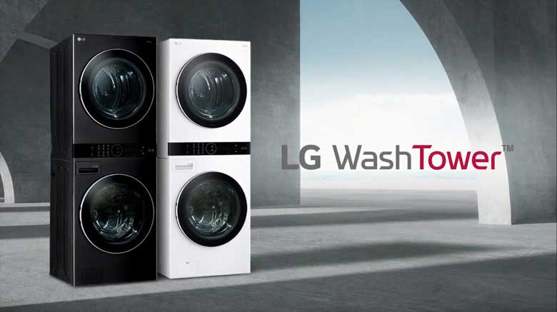 Máy giặt sấy LG AI DD Inverter WashTower 24kg WT1410NHB lồng ngang