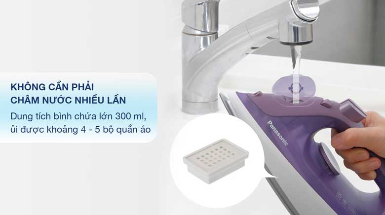 Bàn là hơi nước Panasonic NI-S630VRA 2400W - Bình chứa nước lớn
