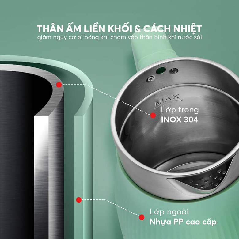 Cách nhiệt vượt trội -Ấm siêu tốc Elmich 1.8 lít KEE-8457PG