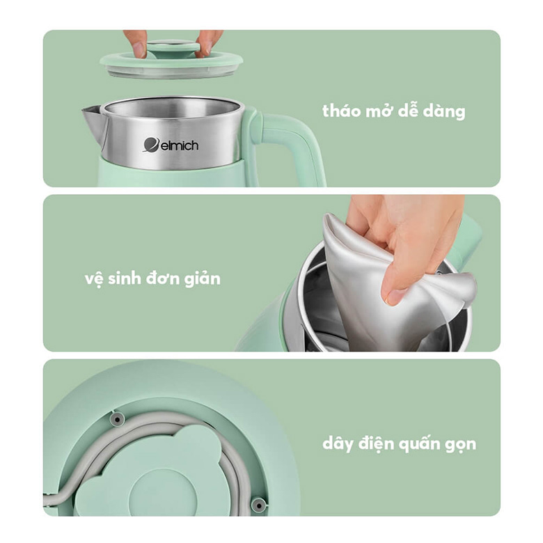 Thiết kế nắp rời - Ấm siêu tốc Elmich 1.8 lít KEE-8457PG