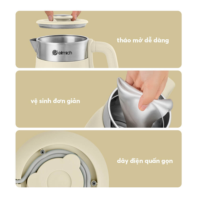 Thiết kế nắp rời - Ấm siêu tốc Elmich 1.8 lít KEE-8457AW