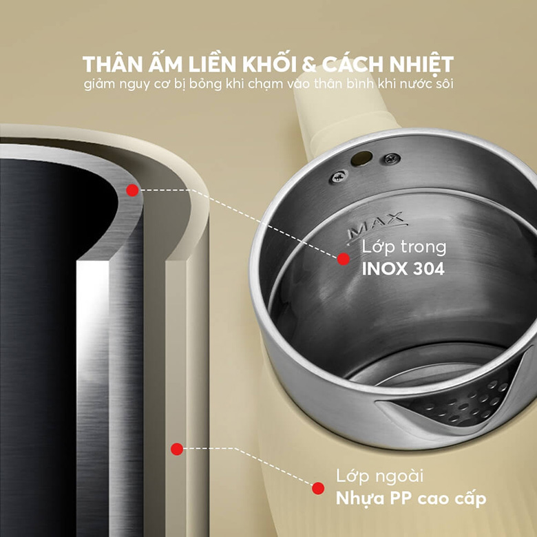 Cách nhiệt vượt trội - Ấm siêu tốc Elmich 1.8 lít KEE-8457AW