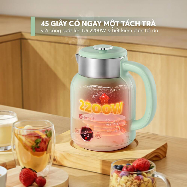 Công suất 2200W - Ấm siêu tốc Elmich 1.5 lít KEE-8456PG