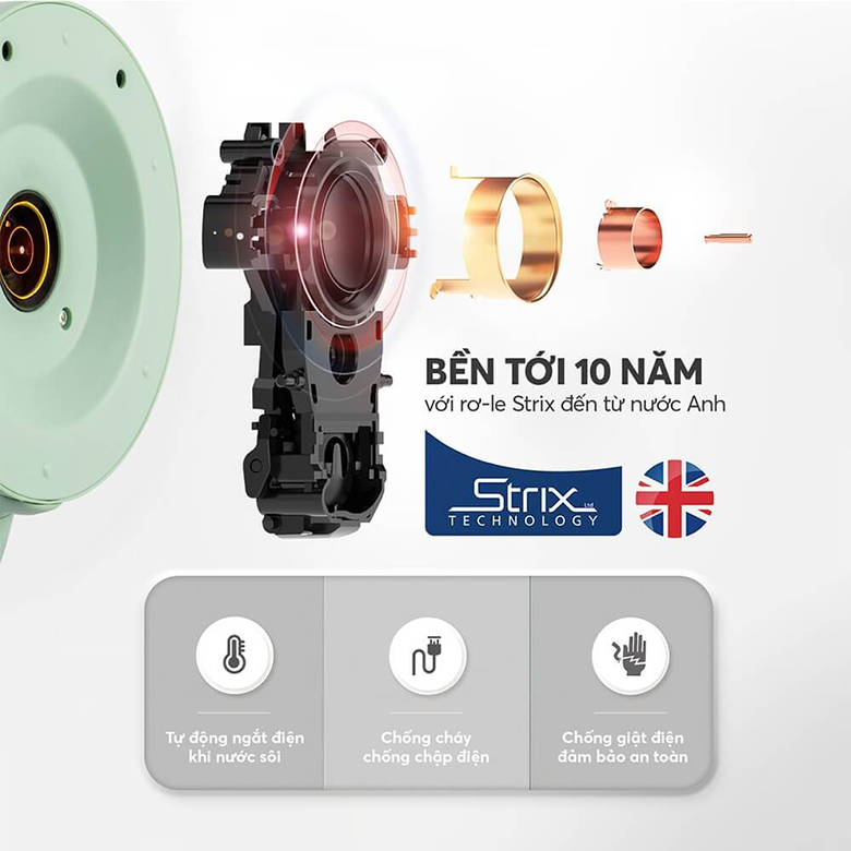 Đế tiếp điện Strix - Ấm siêu tốc Elmich 1.5 lít KEE-8456PG