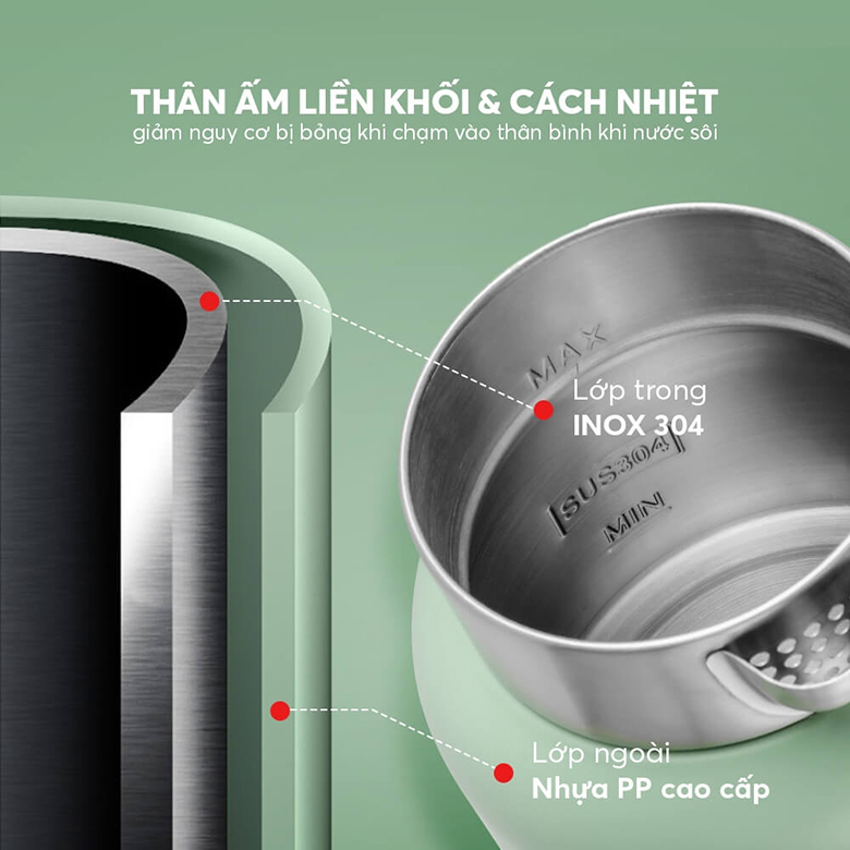 Cách nhiệt vượt trội - Ấm siêu tốc Elmich 1.5 lít KEE-8456PG