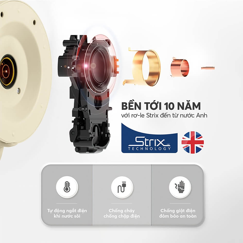 Đế tiếp điện Strix - Ấm siêu tốc Elmich 1.5 lít KEE-8456AW