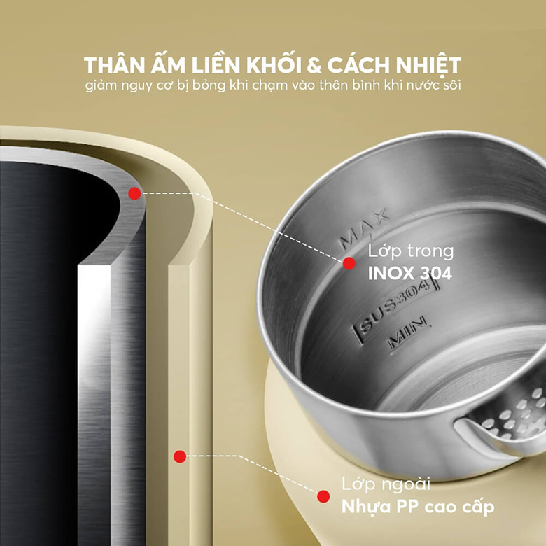 Cách nhiệt vượt trội - Ấm siêu tốc Elmich 1.5 lít KEE-8456AW